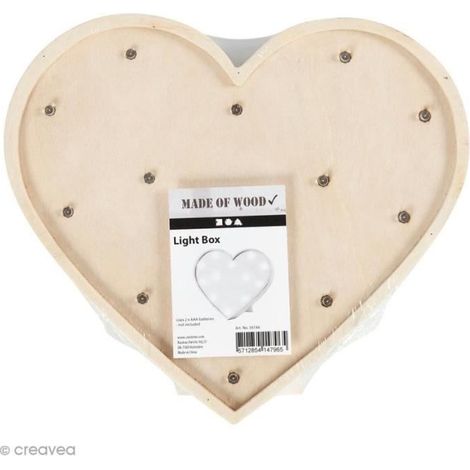 Boîte à lumière - Coeur - 23,5 x 26 cm - Bois - Décoratif - Intérieur
