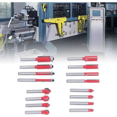 Set aus Fräsern für die Holzbearbeitung, dekoratives Kantenbearbeitungswerkzeug, Oberfräse und elektrische Holzgraviermaschine. (1/5)