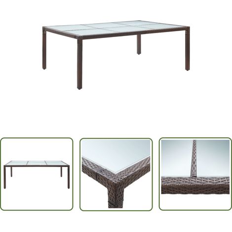 The Living Store Garten-Esstisch Braun 200x150x74 cm Poly Rattan - Esstisch - Gartenmöbel - Outdoor Möbel - Rattan Tisch - Terrassen Tisch (1/5)