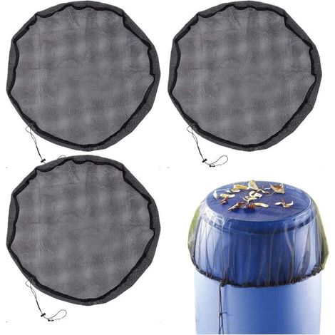 80cm Housse en maille pour baril de pluie, filet avec cordon de serrage pour seau de collecte d'eau ,Housse de barils de pluie anti-poussière pour cour, porches extérieurs, pelouses, jardins(3 article (1/4)