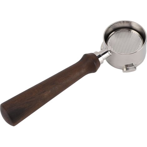 Bodenloser Siebträger mit schwarzem Rosenholzgriff, Edelstahl, 51 mm, gerader, abnehmbarer 3-Nagel-Siebträger für Delonghi Kaffeemaschinen (1/5)