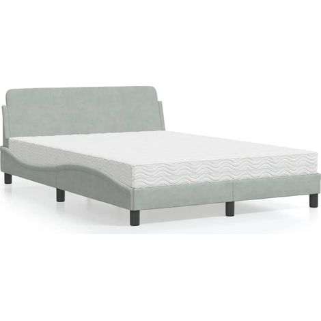 Lit avec matelas Dover gris clair 120x200 cm velours (1/5)