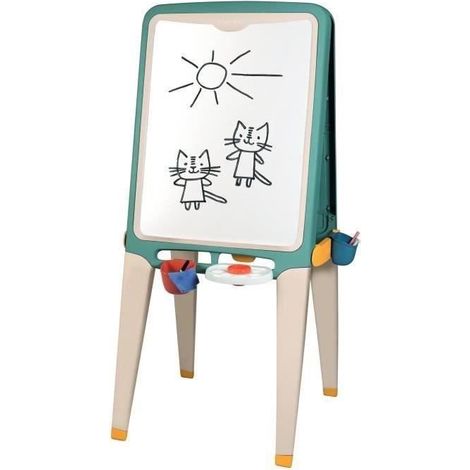 SMOBY - Large Easel - Chalkboard and Magnetic Sides - Removable Trays - 13 Accessories - Recycled Material - Made in France (1/5)