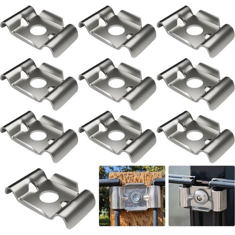 Doppelpfosten-Montagehalterungen (10 Stück pro Packung), Zaunhalterungen aus Edelstahl 304, 26 x 31 mm, mit 9 mm Befestigungslöchern. (1/5)