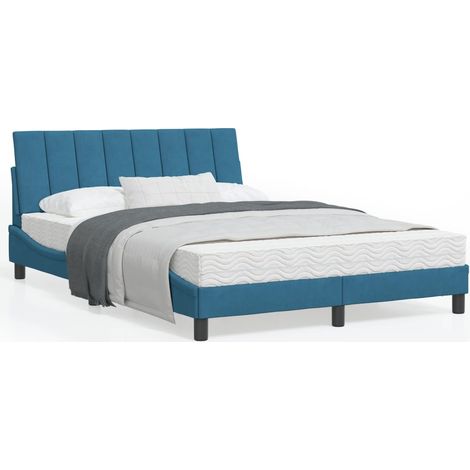 vidaXL Estructura de cama con LED sin colchón Hanko terciopelo azul 140x200 cm (1/5)