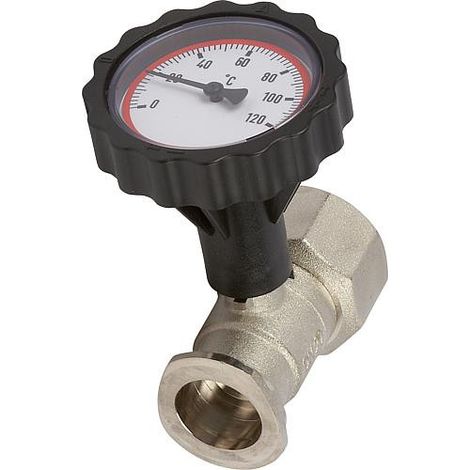 VL-robinet bois- sphe- bride de pompe 1" avec poignee thermometre rouge nickele