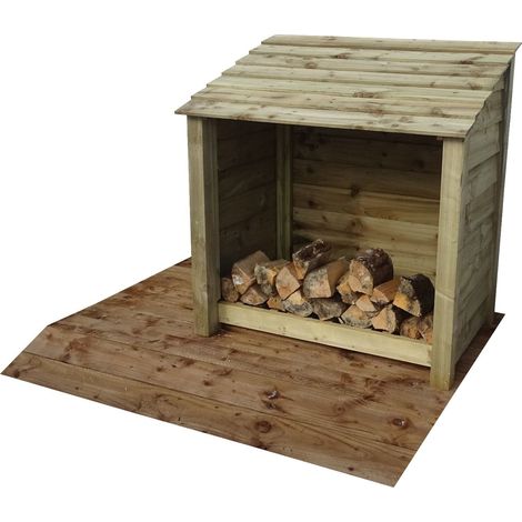 Wooden Log Store, W119xH126cm (Light green, natural finish)