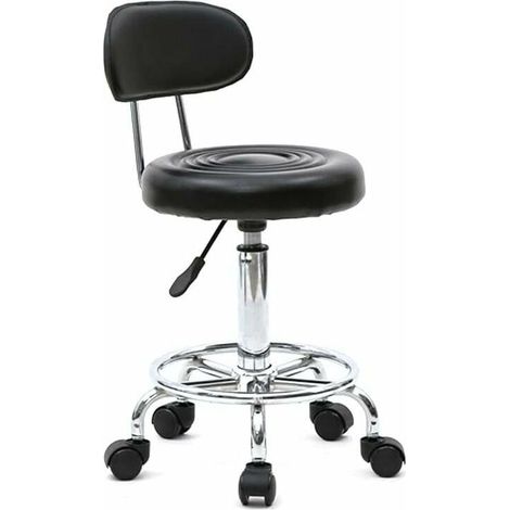 Tabouret de bureau avec dossier tabouret roulette pivotante 360 hauteur réglable 47 - 61,5 cm pour salon de massage, bureau, clinique (ovale noir) (1/3)