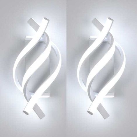 Lot de 2 appliques murales LED spirale 6000K, aluminium, moderne, intérieur (1/5)