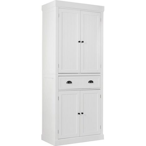 COSTWAY Wood Tall Storage Cabinet 2 Doors Display Organizer Freestanding Pantry Cupboard (1/5)