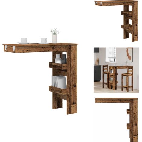 Table bar mural vieux bois 102x45x103,5 cm bois d'ingénierie - Table De Bar Murale - Tables De Bar Murales - Table De Bar - Table De Fête (1/5)