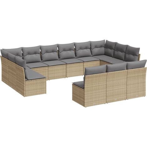 Maison Exclusive - 13-tlg. Garten-Sofagarnitur mit Kissen Beige P