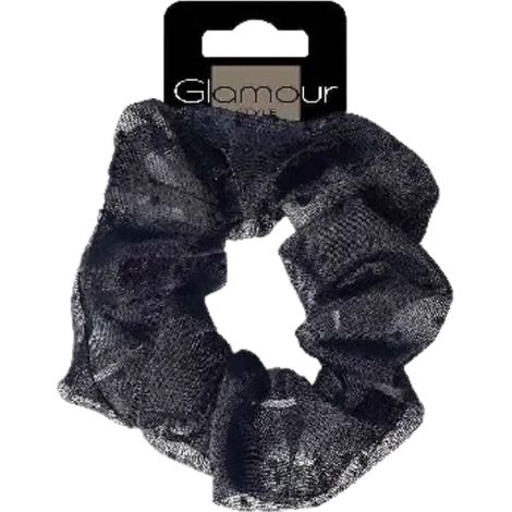 Pañuelo para el cabello Glamour Velvet con textura negra (1/2)