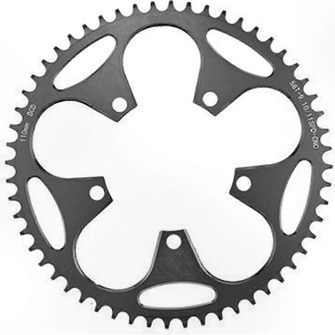 Couronne plateau vélo montage direct, 110 BCD, 5 trous, profil étroit-large, teinte rouge, compatible transmission, composant robuste, fixation boulonnée, usage VTT ou route, design optimisé. (1/5)