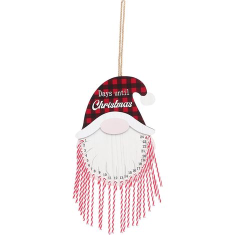 Calendrier de L'Avent de Noël 2024 en Bois Gnomes Colorés Décoration Murale Suspendue Ornement de Compte à Rebours Festif pour Maison et Bureau Décorations de Noël (1/5)