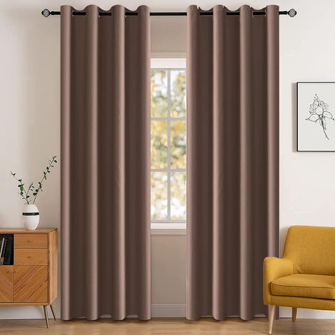 Impermeable Rideau Occultant Salon Lot De 2, 117×137CM, Rideau Thermique Isolant Anti Froid Et Chaleur, À Oeillets, Anti Bruit, pour Salon Et Chambre, Exterieur Terrasse, Marrone (1/5)