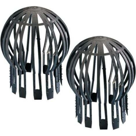 2 crapaudines panier gouttière, hauteur 14,5 cm diamètre 12 cm, plastique résistant, pour descentes de gouttières résidentielles