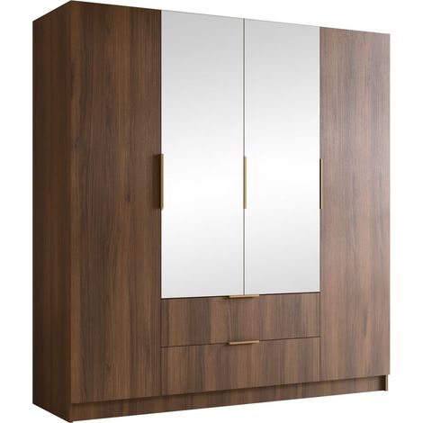 Armario Closico Cadron II, Nogal, 216x200x60cm, Puertas de armario: Con bisagras, Número de estantes: 0