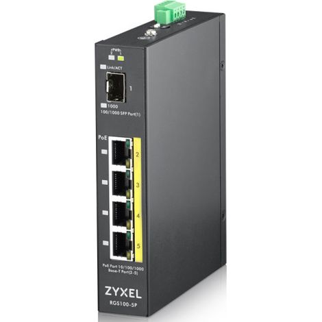 Zyxel RGS100-5P No administrado L2 Gigabit Ethernet (10/100/1000) Energía sobre Ethernet (PoE) Negro