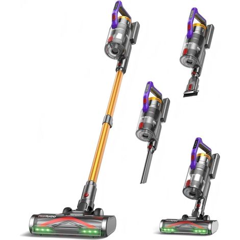 Aspirateur Laveur sans Fil (Main & Bâton) 550W/50KPa, Aspirateur sans Fil 70Min Autonomie - Écran LED, Aromathérapie, Filtrage 7 Couches,pour Poils Animaux/Tapis/Sols Durs (Doré) (1/5)