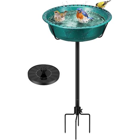 Bain D'oiseaux Solaire - 1 Ensemble - Polyresine Et Metal - Fontaine 4 Jets - Jardin Et Terrasse - Hauteur 74cm (1/5)