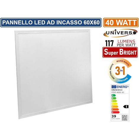 UNIVERSO P595-40W-3C PANNELLO SMD LED SLIM QUADRATO 60x60 40W CCT 3000K - 4000K - 6500K (1/3)