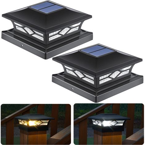 Lampes solaires pour poteaux de clôture, poteaux 4x4, 2 Modes de couleur, lampes solaires pour poteaux de clôture/terrasse, 4x4, 6x6 bois, paquet de 2 (1/5)