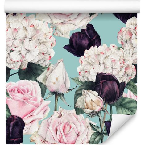 Papier peint à motifs de roses aux couleurs douces pour le salon et la chambre, 50 x 1000 cm (1/5)