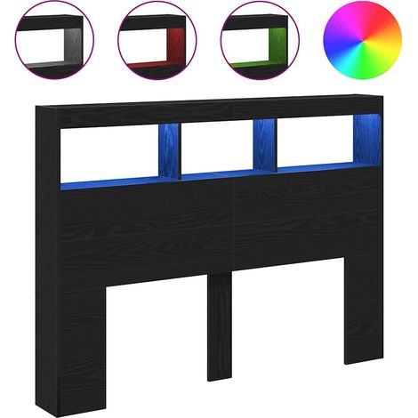 Maison Exclusive - Cabecero de cama con LED roble negro 140x17x10
