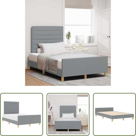 Stoffbett - Bettgestell mit Kopfteil Hellgrau 120 x 190 cm Stoff (1/5)