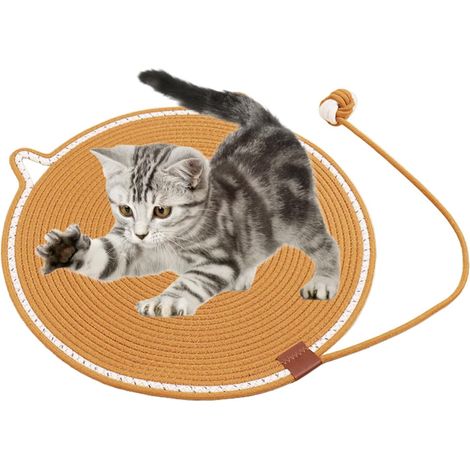 Griffoir chat rond tapis corde coton 43 cm, panier chat, protection meuble, qualité professionnelle (1/5)