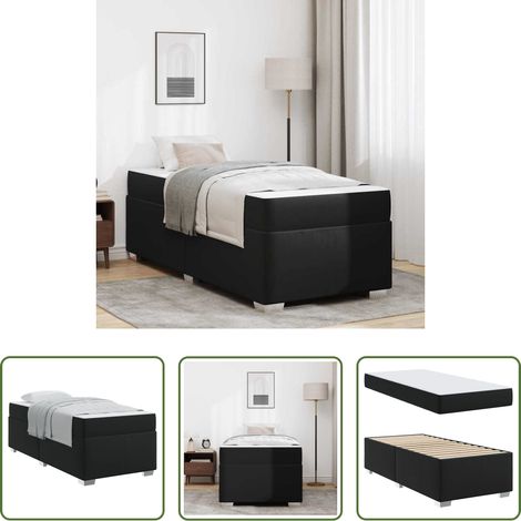 Lit noir - Cadre de lit avec matelas Noir 80 x 200 cm tissu (1/5)