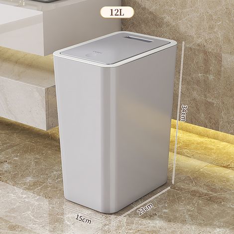 Cubo de basura grande de plástico con tapa para inodoros, salas de estar de lujo, baños, cocinas y desodorantes (gris, 15 L) (1/5)