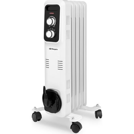 Radiador de aceite Orbegozo RL 1000, 5 elementos, termostato regulable, 3 potencias de calor, ruedas pivotantes multidireccionales, 1000 W (1/5)