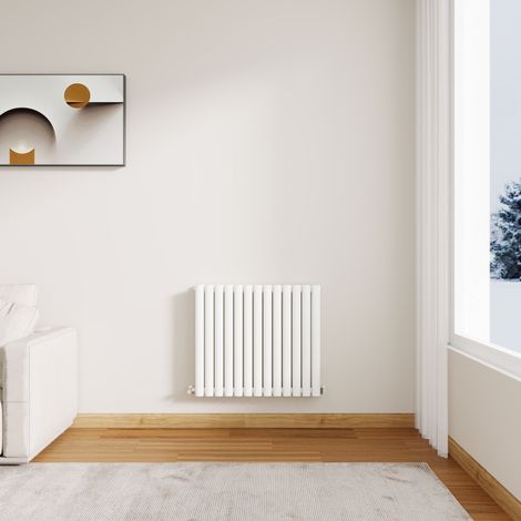 Stech Homes Modern White Oval Column Designer Radiator Horizontal 600 x 767 mm Double Panel Central Heating Radiators