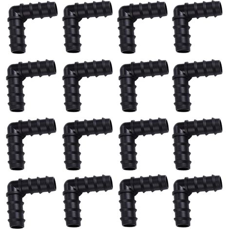 CCYKXA Tropfbewässerungsverbinder, 100 Stück Winkelverbinder, 16 mm Tropfbewässerungsanschluss, 90°-Winkel-Kunststoffschlauchverbinder für Gewächshauspflanzen, Garten, Gewächshaus, Gemüsegarten und Ra (1/5)