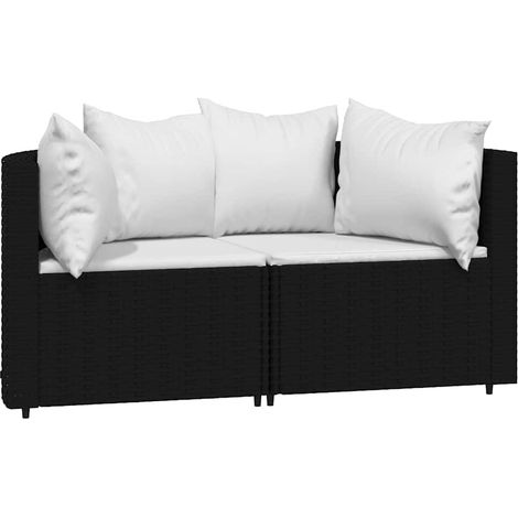 Maison Exclusive - Garten-Ecksofas mit Kissen 2 Stk. Schwarz Poly