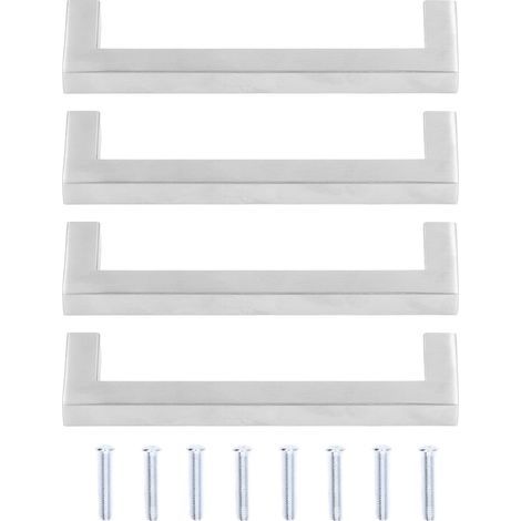 Set mit 4 Edelstahl-Schrankgriffen 201, für Möbeltüren, Büroschubladen, 12x12x160 (1/5)