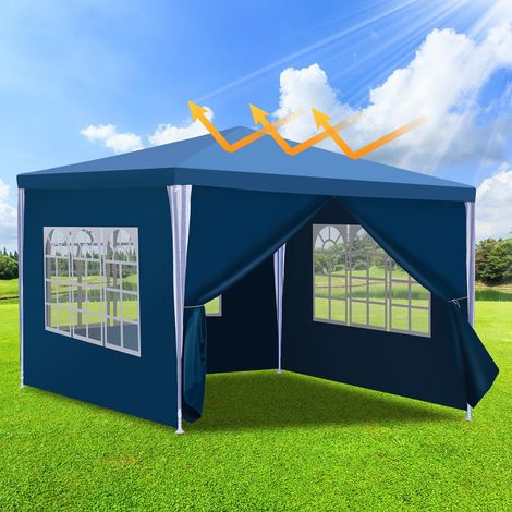 Jiubiaz Tenda pergola 3x3 m Blu da giardino, copertura esterna con pareti e montaggio semplice
