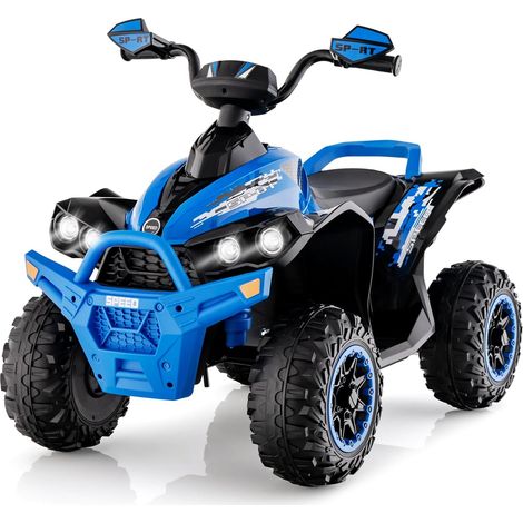 COSTWAY Quad Coche Eléctrico para Niños con Velocidad Regulable, 12V Vehículo de Juguete a Batería con Luces LED, Música y Pedal, Camión Eléctrico para Niños de 3 a 8 Años (Azul)