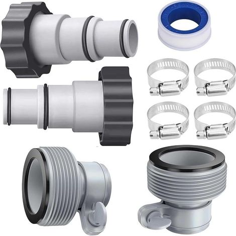 Adaptateur Tuyau Piscine 2 Type A Et 2 Type B, Adaptateur Tuyau Piscine 32 38, Avec 4 Colliers De Serrage Inox, Pour Filtres À Sable Et Systèmes D'eau Salée (1/5)