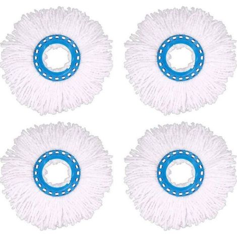 4Pcs Têtes Microfibre Balai, Tête de Vadrouille Rechange Rond Têtes Mop Rotation à 360 pour Nettoyage des Sols (Diamètre 16 cm) (1/4)