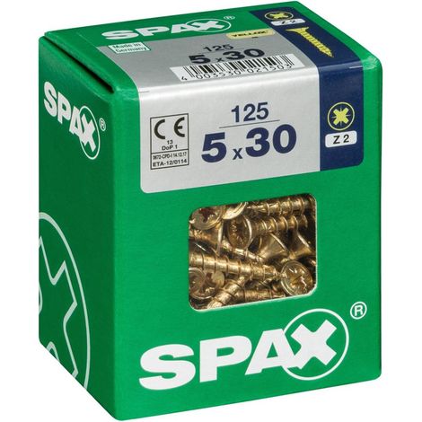 Caja 125 unid. tornillo madera cabeza plana yellox 5,0x30mm spax (1/5)