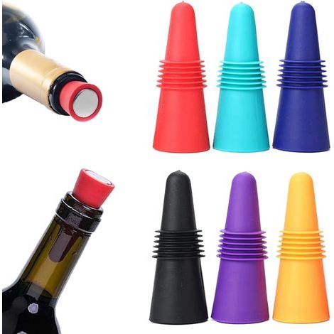 Flaschenverschlüsse – Weinzubehör – Lebensmittelechtes Silikon und Edelstahl – Für Champagner und Rotwein – Für Zuhause und Bar – Mehrfarbig (1/5)