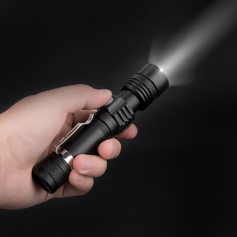 Torche LED Rechargeable - 1200 Lumen - Zoom Réglable - Résistante À L'Eau IPX5 - Aluminium - Pour Randonnée Camping Urgence - 1 Pièce (1/5)