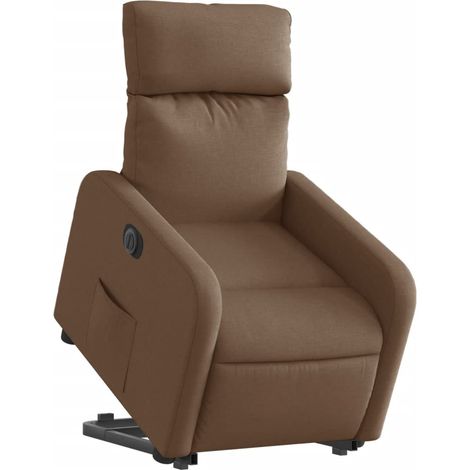 Poltrona relax TV con comodissima funzione di sollevamento elettrico in tessuto marrone DEC028453