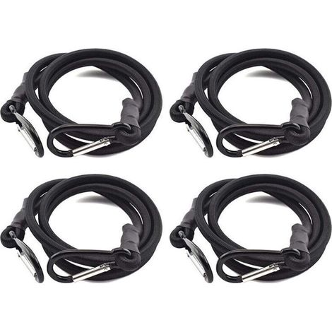 Corde elastiche per portapacchi da tetto – Confezione da 4, 1 m, ganci in metallo, nere – Ulisem