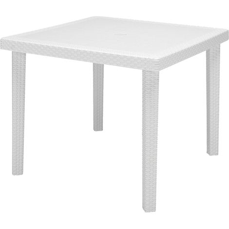Tavolo quadrato in resina effetto rattan Boheme -  White