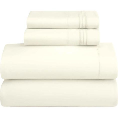 Ensemble de draps d'hôtel Beige - Microfibre à Poche Profonde - 4 mcx - Pour Lit Queen - Beige (1/5)