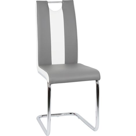 Haloyo Lot de 10 Chaises Salle à Manger, Chaise de Cuisine avec avec Assise et Dossier en PU, en Métal Pieds,gris et blanc (1/5)